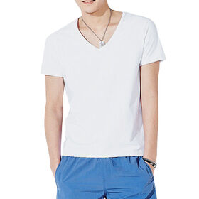 Blank Cotton Men's V-neck T-shirts for OEM Clothing Manufacturing Companies