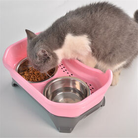 Stainless steel splash-proof spill over pet bowl