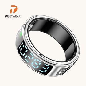 DIBETWEAR SR1S Steel Smart Ring Fitness and Heart Rate Tracker with Screen App Control and Hand Gestures Compatible 16mAh