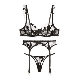 Sexy Lingerie Set, Lace Bralette, Thong, Suspenders, Embroidered Mesh, Various Colours Available, OEM, ODM, New Designs