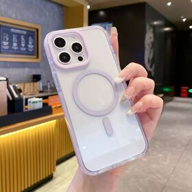 Color Contrast Electroplated Border Clear Phone Shell Independent Camera Ring Built-in Magnetic Ring Shockproof Transparent cases