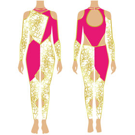 Plus Size Women Long Sleeve Dance Cheer Sublimation Uniform