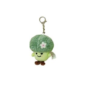 994.6% polyester 5.4% spandex woven plush key chain, broccoli shape, padding: PP polyester, painted iron ring and lobster