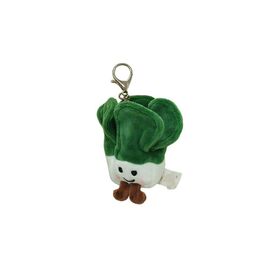 94.6% polyester 5.4% spandex woven plush key chain, BOK CHOI shape, padding: PP polyester, painted iron ring and lobster