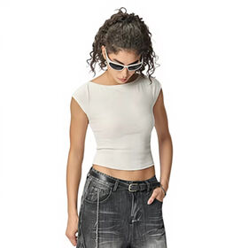 Fashion Solid Color Women's T-shirt Slim Fit Design Suitable for Casual Wear Short Solid Color Women's T-shirt
