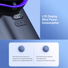 Factory Wholesale 3600mAH Battery Capacity 5-gears High Speed Small Cooling Fan With LCD Display OEM
