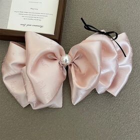 Sweet Satin Letter Cloud Bow Hair Clip - Elegant Spring Clip for Women, Versatile Back of Head Hair Barrette for Updo Hairstyles