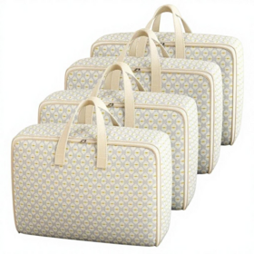 Printed Fabric Clothes Storage Bag Set, Large Capacity Handheld Quilt Clothing Organizer Bag for Home Closet Storage