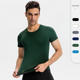 Polyester Spandex Men Fitness Short Sleeved Tight Training Sportswear High Stretch Sweat Wicking Quick Drying Top T-shirt
