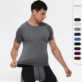 Wholesale Round Neck Men Quick Drying Clothes Short Sleeved Fitness Clothes Sweat Wicking T-shirts High Elasticity Training Tops