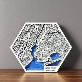 Urban Landmark Map 3D Wooden Wall Decor Artistic Cityscape NYC