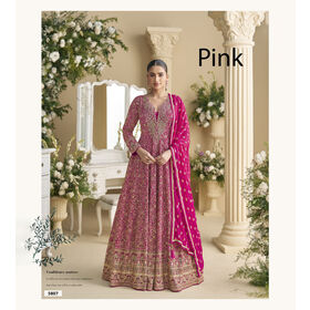 Embroidered Net Anarkali Gown Set Indian Wedding Party Wear Apparel
