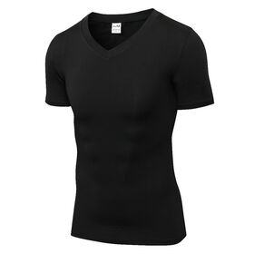 Men's V-neck Tight Short Sleeved Fitness Running Exercise Training Hot Selling High Elasticity Quick Drying T-shirt Clothes
