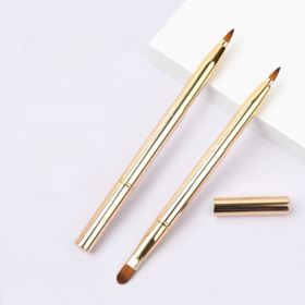 High Quality Portable Aluminum Tube Retractable Makeup Double Tip Mini Lip Brush