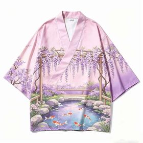 Floral V-Neck Kimono Cardigan Beach Cover Up