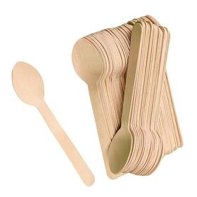 Eco-Friendly Disposable Wooden Cutlery pached in Paper Box Set 100 pcs 150pcs 300 pcs Disposable Wooden Spoons And Forks