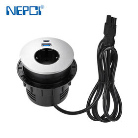65W USB-C Desk Grommet Power Socket | 16A 250V Embedded Tabletop Outlet with GST18 Connector for Office Furniture