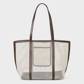 Large Mesh Beach Tote Bag-100% Recycled Polyester, Spacious Open Top, Dual Handles, Lightweight for Sand & Sun