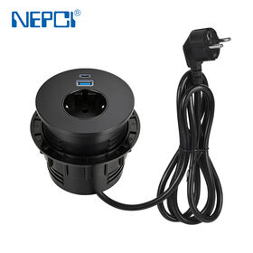 Premium In-Desk Power Socket Grommet 65W PD, 16A 250V Outlet + GST18 Cable, Hidden Tabletop Charging Station for Workstation