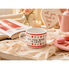 Valentine Heart Pattern Cerâmica Caneca De Café, Copo De Chá Decorativo Empilhável para Holiday Gift Atacado