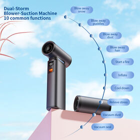 Portable Mini Air Duster 130000 RPM High Speed Blower Suction Fan 100 Gear Stepless Speed LED Display Type-C Charging Fan