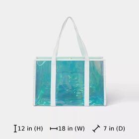 12" Lightweight Beach Tote-TPU Material, Front Pocket, Open Top, Double Shoulder Handles, Spot Clean, Summer Essential