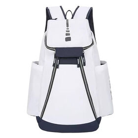 Stylish White Navy Basketball Backpack With Independent Shoe Compartment & Ball Pocket For Sports Training