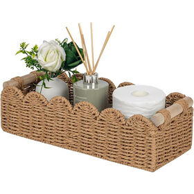Paper Rope Scalloped Edge Gift Basket Empty Small Living Room Bedroom Decor Baskets Woven Toilet Paper Storage Basket