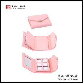Tri-Fold PU Portable Eyeshadow Case With Mirror