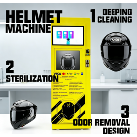Motorcycle Helmet Cleaning Machine Stainless Steel UV Sterilization 21.5 Touch Screen ADA Compliant Commercial Vending Kiosk