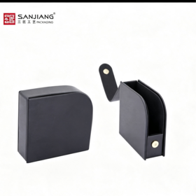 Black Curved PU Snap Small Jewelry Box Jewelry Storage Organizer Ring Display GiftBox Portable Jewelry Box Travel