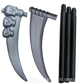 Halloween Supplies Four-Section Assembled Plastic Grim Reaper Scythe Performance Prop Children Toy Devils Trident Model
