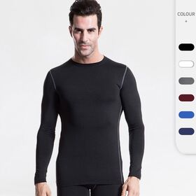 Polyester Spandex Winter Clothing with Fleece Fitness Suit Men's Tight Training Sports Fitness Quick Drying Long Sleeved T-shirt