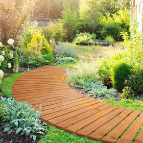 Bamboo Wood Waterproof Vintage Style Garden Pathway Outdoor Walkway Roll Out Flooring Path Board 96x18inch for Garden Yard