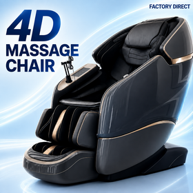 4D Shiatsu Knetende Ganzkörper-Airbag-Massagesessel Luxus-PU-Leder Gesundheits-Zero-Gravity-Liegesofa mit Heizmassage