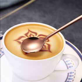 Wholesale Hot Sale 304 Stainless Steel Small Golden Round Honey Dessert Coffee Stirring Spoon