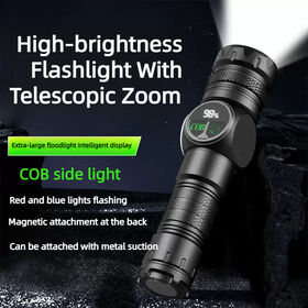Lampe de poche LED multifonctionnelle haute intensité avec lumière de camping COB sur le côté