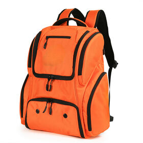 Spacious Orange Trimmed Tennis Pickleball Backpack With Independent Shoe Compartment For Outdoor Sports