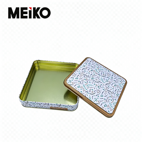 Wholesale Square Biscuit Metal Tin Can Custom Floral Pattern Printing Food Safe Chocolate Candy Gift Packaging Tin Box With Gold