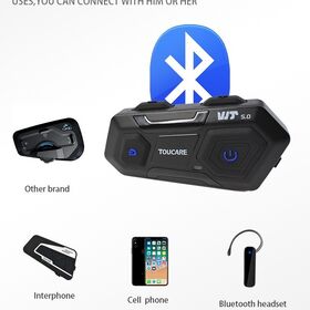 TOUCARE T10S Pro Helmet Intercom, 2-Rider Full Duplex, Up to 1200M, Hi-Fi Audio, Waterproof IP67