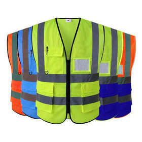 Multi-Pocket Reflective Vest with Mesh Feature Customizable Logo Printing for Gardening Sanitation Traffic & Construction