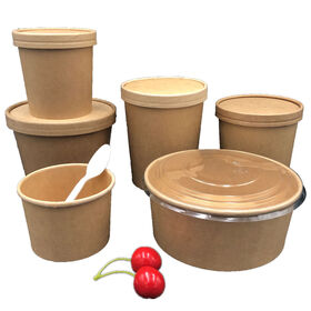 16oz Biodegradable Kraft Paper Soup Cup with PLA Lid