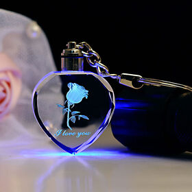Heart Shape Crystal LED Light Custom Logo Religious Keychain