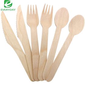 Eco-Friendly 16cm Disposable Wooden Cutlery Set Food-contact-safe Grade for Fish and chip Dishes