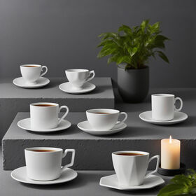 White Bone China Cup And Saucer Set, Customizable Patterns, Logos & Cup Shapes Available, Luxury Afternoon Tea Ceramic Tableware