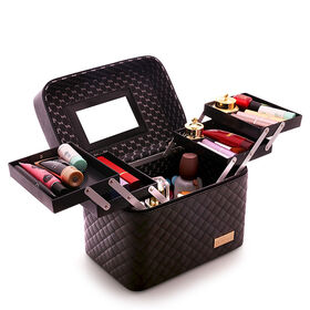 Factory wholesale large capacity multi-functional portable multilayer make up bag