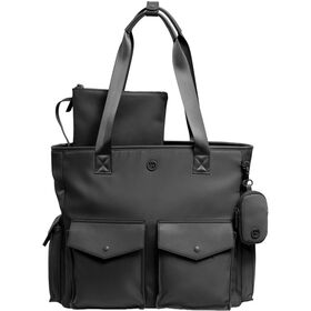 18" Twill Nylon Square Tote with 15" Laptop Sleeve-Add-A-Bag, 4 Exterior Pockets, Detachable Pouches, TSA Bottles
