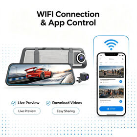 Intelligent 4K Rear View Mirror Dash Cam with Dual CMOS Sensors HD Night Vision Capacitive Touch Screen FCC Approved