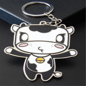 Polished metal pattern hanging decorative key chain
