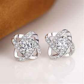 Hot Sale Pure Silver Plated Platinum Earrings, Fashion Girls Silver Earrings